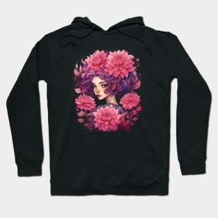 Pink dahlias flower girl Hoodie